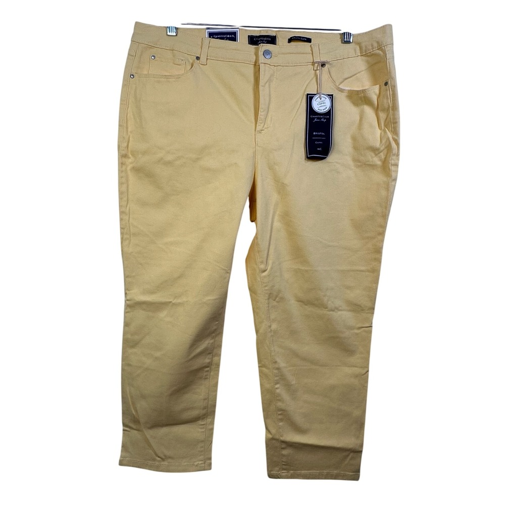 Charter Club Bristol Capri Jeans Yellow Tummy Slimming Super Stretch Size 18 NEW